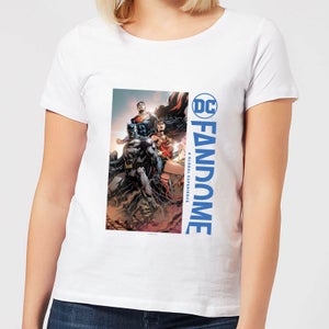 Camiseta DC Fandome Batman, Wonderwoman, Superman para mujer - Blanco