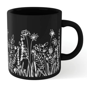 Wild Flower Outline Mug - Black