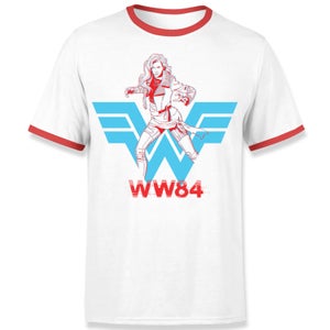 Wonder Woman Barbara Unisex Ringer T-shirt - Wit / Rood