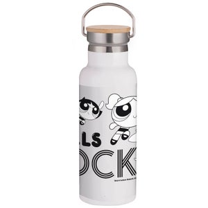 Botella de agua portátil con aislamiento Powerpuff Girls Rock - Blanco