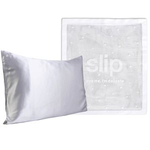 Slip Exclusive Silk Silver Pillowcase Duo and Delicates Bag (Worth $193.00)