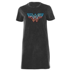 Wonder Woman TVs Women's T-Shirt Dress - Black Acid Wash