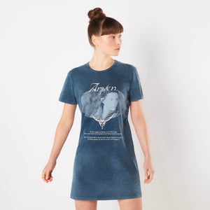 Lord Of The Rings Arwen Lady Of Rivendell Women's T-Shirt Dress - Donker Blauw Acid Wash