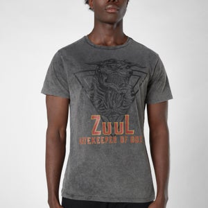 T-Shirt Ghostbusters Zuul Gatekeeper Of Gozer - Nero Acid Wash - Unisex
