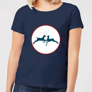 Reindeer Kisses Women's T-Shirt - Navy