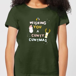 Wishing You A Cunty Christmas Women's T-Shirt - Forest Green