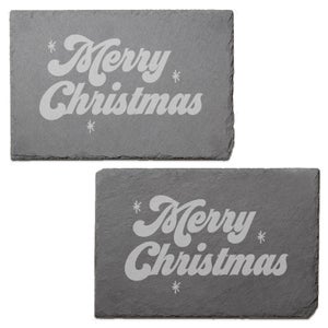Merry Christmas Engraved Slate Placemat - Set of 2