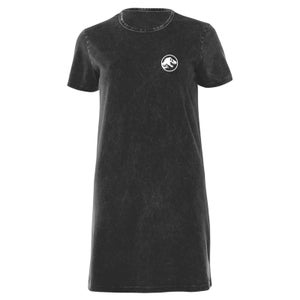Jurassic Park White Women's T-Shirt Dress - Black Acid Wash