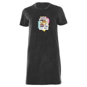 Nickelodeon Rugrats Women's T-Shirt Dress - Black Acid Wash