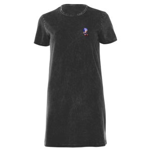 Sega Sonic Pixel Women's T-Shirt Dress - Black Acid Wash