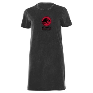 Jurassic Park Women's T-Shirt Dress - Black Acid Wash