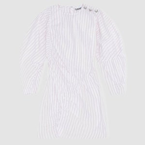 Ganni Women's Stripe Cotton Dress - White