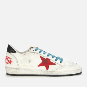 Golden Goose Men's Ball Star Leather Trainers - White/Red/Rock Snake