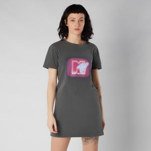 MTV Neon Damen T-Shirt Dress - Schwarz Acid Wash