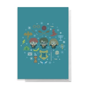 Harry Potter Trio Wreath Greetings Card