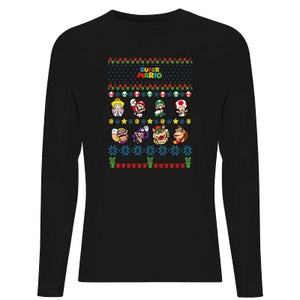 Nintendo Super Mario Christmas Sweater Unisex Long Sleeve T-Shirt - Black