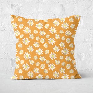 Orange Daisy Pattern Square Cushion