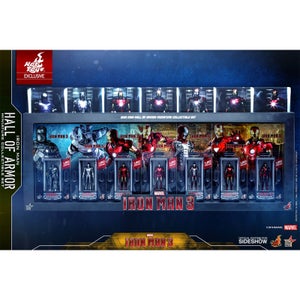 Hot Toys Marvel Miniature Figure: Iron Man 3 - Iron Man Hall Of Armor (7 Units Set/Uncut Package)