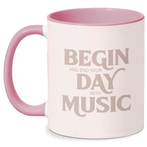 Begin And End Your Day With Music Mug - White/Pink