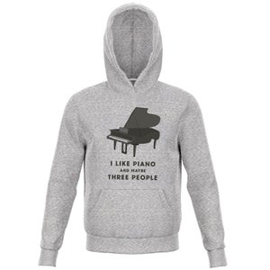 I Like Piano And Maybe Three People Kids' Hoodie - Grey