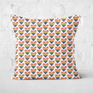 Rainbow Hearts Square Cushion