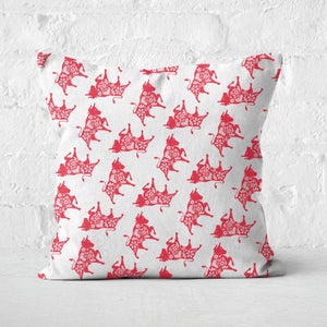 Ox All Over White Square Cushion