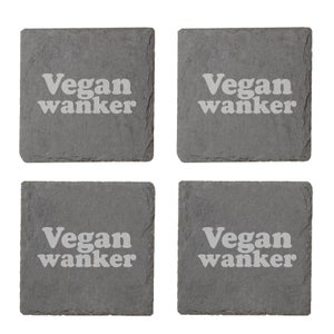 Vegan Collection 2020 Vegan Wanker Engraved Slate Coaster Set