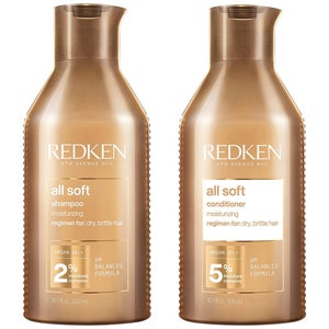 Redken All Soft Moisturising Shampoo and Conditioner 300ml Bundle For Dry Hair
