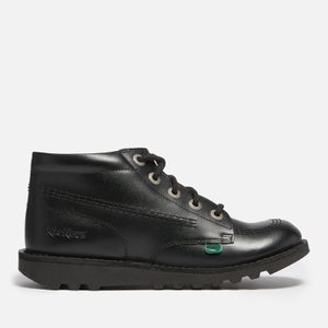 Kickers Kick Hi Black Leather Back to School Shoes in Men's Sizes 