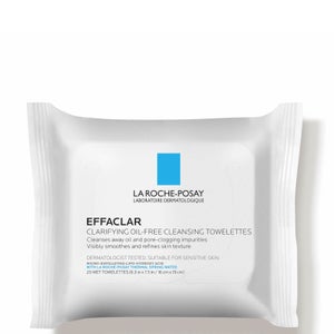 La Roche-Posay Effaclar Clarifying Oil-Free Cleansing Towelettes Facial Wipes, 25 Count