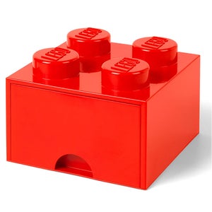 LEGO Storage 4 Knob Brick - 1 Drawer (Bright Red)