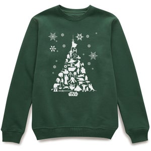 Star Wars Character Christmas Tree Green Christmas Sweatshirt