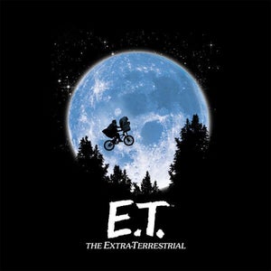 T-Shirt Femme E.T. l'extra-terrestre - Silhouette dans la Lune - Noir