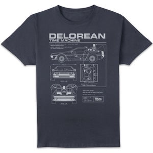 Back To The Future DeLorean Schematic T-Shirt - Navy