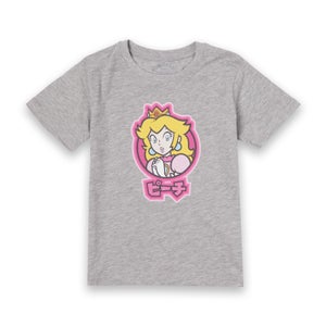 T-Shirt Enfant Kanji Peach - Super Mario Nintendo - Gris