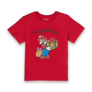 Nintendo Super Mario Merry Christmas Present Kids' T-Shirt - Red