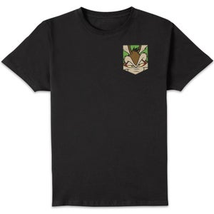 Looney Tunes Wile E Coyote Face Faux Pocket Men's T-Shirt - Black