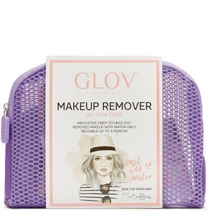 GLOV® Purple Travel Water-Only Makeup Removing Mitt for Oily Skin with Fiber Soap Set