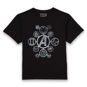 Avengers Distressed Metal Icon T-shirt - Zwart
