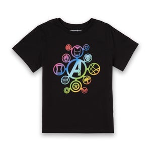 Avengers Rainbow Icon Kids T-Shirt - Schwarz