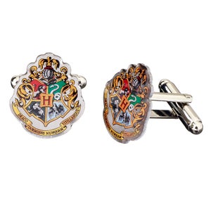 Harry Potter Men's Hogwarts Crest Cufflinks - Silver