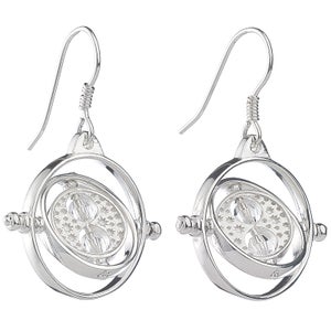 Harry Potter Time Turner Drop Earrings Embellished with Crystals - Silver