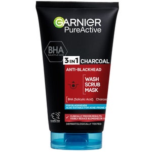 Garnier Pure Active 3in1 Charcoal Blackhead Mask Wash Scrub 150ml