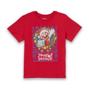 Nintendo Super Mario Happy Holidays Mario Kids' Christmas T-Shirt - Red