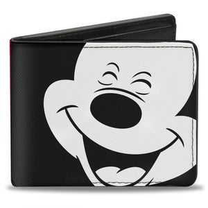 Buckle-Down Mickey Mouse Smiling Face Bi-Fold Wallet - Black