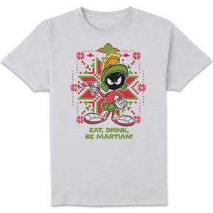 Looney Tunes Eat Drink Be Martian Men's Christmas T-Shirt - White