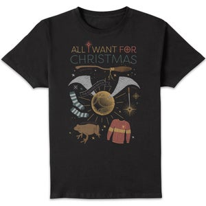 Harry Potter All I Want Men's Christmas T-Shirt - Black