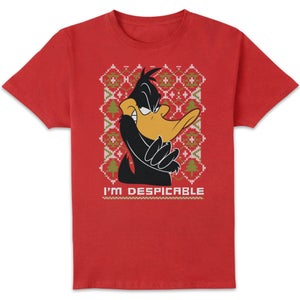 Looney Tunes Daffy Duck Knit Men's Christmas T-Shirt - Red