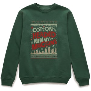 Elf Cotton-Headed-Ninny-Muggins Knit Christmas Sweatshirt - Forest Green