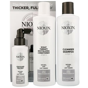Nioxin 3D Care System System 1, 3 Part System Kit for Natural Hair With Light Thinning
